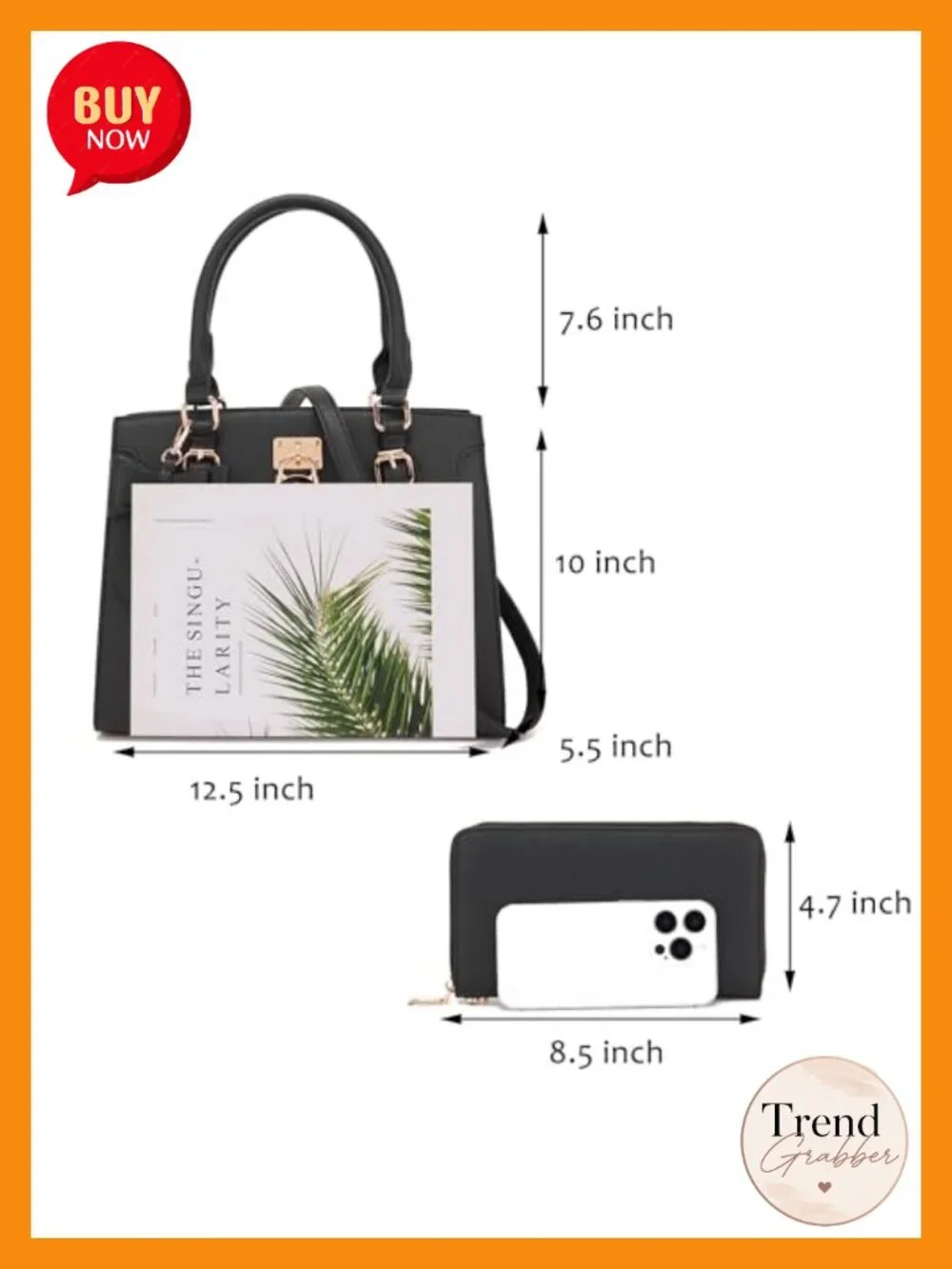 Women's Satchel Tote Handbag with Matching Wallet RFID Blocking Set